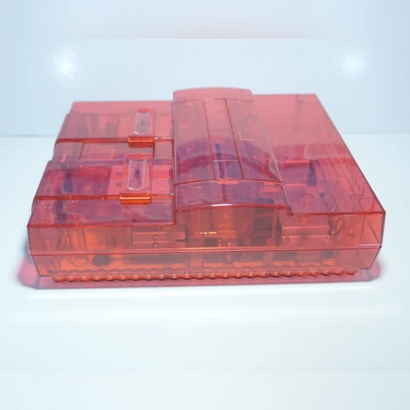 Transparent Clear Red Super Nintendo SNES Game Console SNS-001 with Green LED